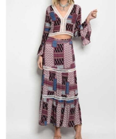 Cheeky Dresses & Skirts - NWT Cheeky Boho Peasant crop with long skirt set